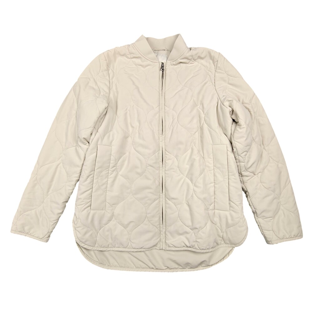 COS Jacket Womens XS White Quilted Mid-Length Full Zip Pockets Insulated